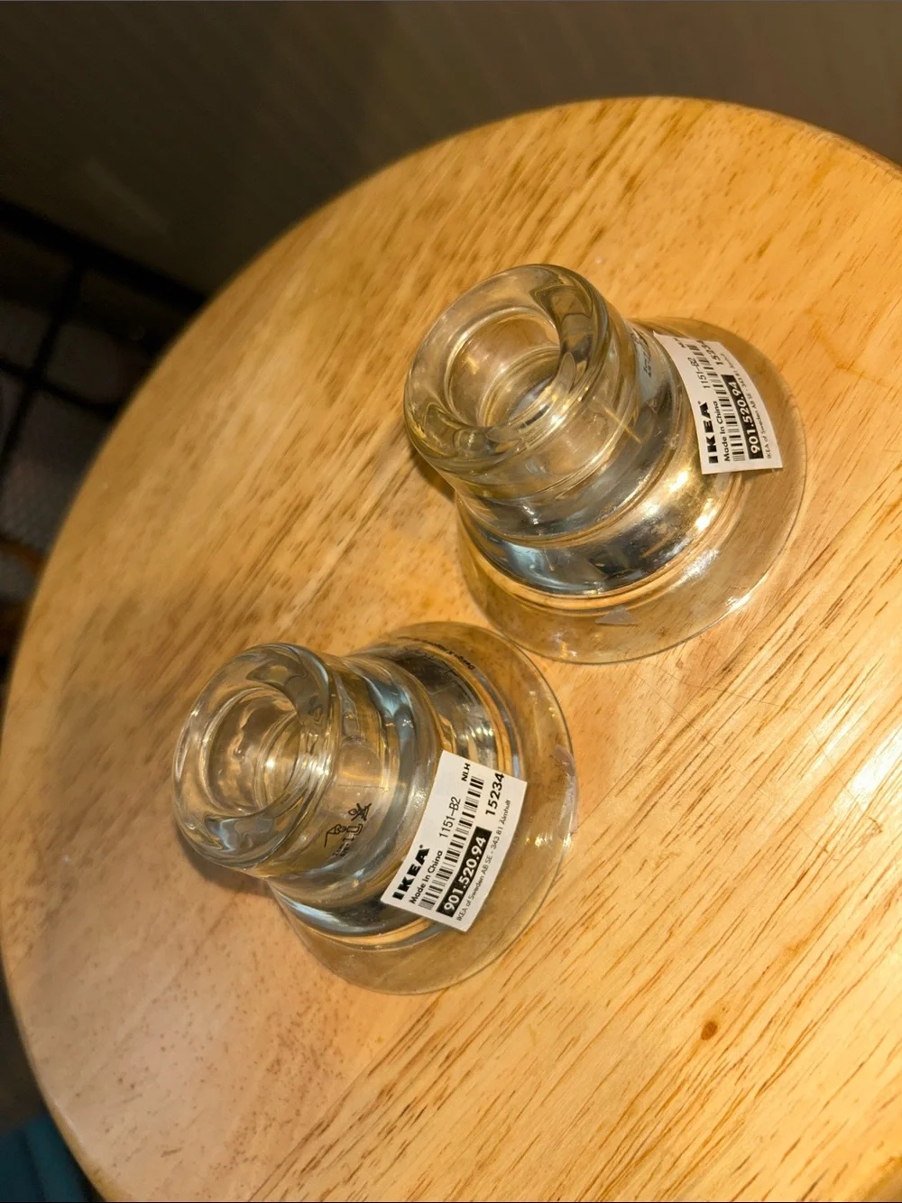 IKEA Clear Glass Candle Holders in Transparent Glass - Set of 2